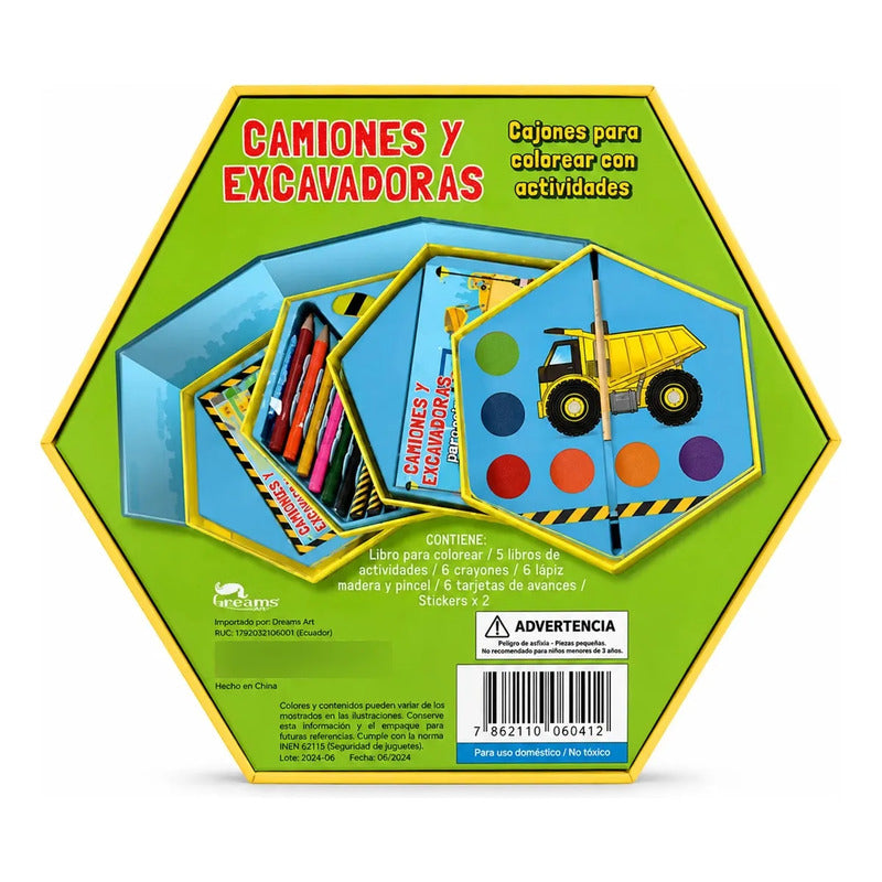 Set Para Colorear Camiones Y Excavadoras