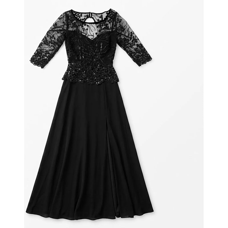 Vestido Largo De Noche Para Mujer Mod.8798 Marca Massima® Negro Lisa 6