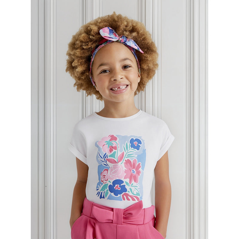 Blusa Para Niña Con Diadema Mod.3040 Marca Mayoral® Blanco 2 Años