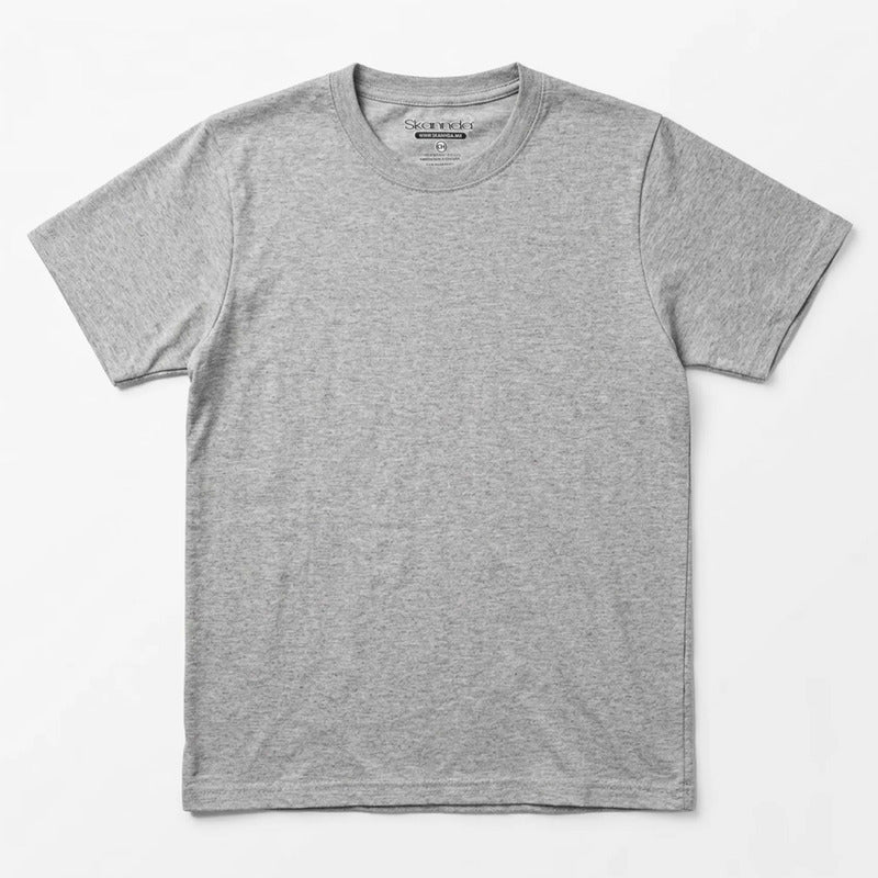 Playera Básica Para Hombre Paquete 4pz Gris Marca Skannda® Gris Lisa Paquete Playeras