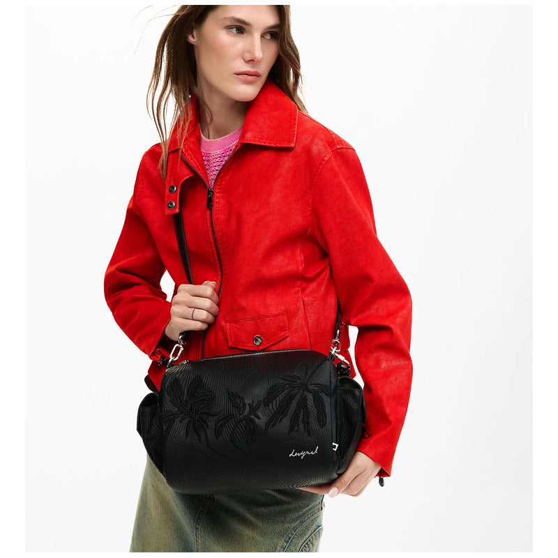 Bolso Mediano Con Bordado Para Mujer 26saxpap/2000 Desigual® Negro Bordado Níquel