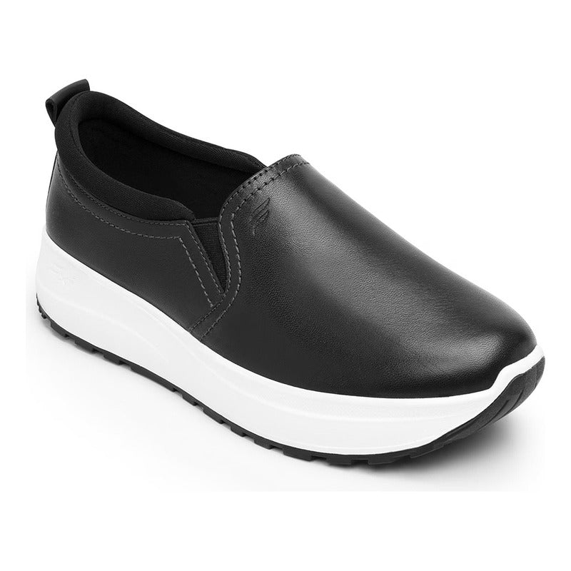 Tenis Para Mujer Slip On Mod.117207 Marca Flexi® Negro Lisa 24.5 Mx