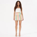 Falda Globo Para Mujer Mod. J856 Mrca Julys® Multicolor Rayas Ch
