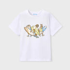 Playera Casual Para Niño Mod.3063 Marca Mayoral® Blanco Animales Surfistas 6 Años Lisa