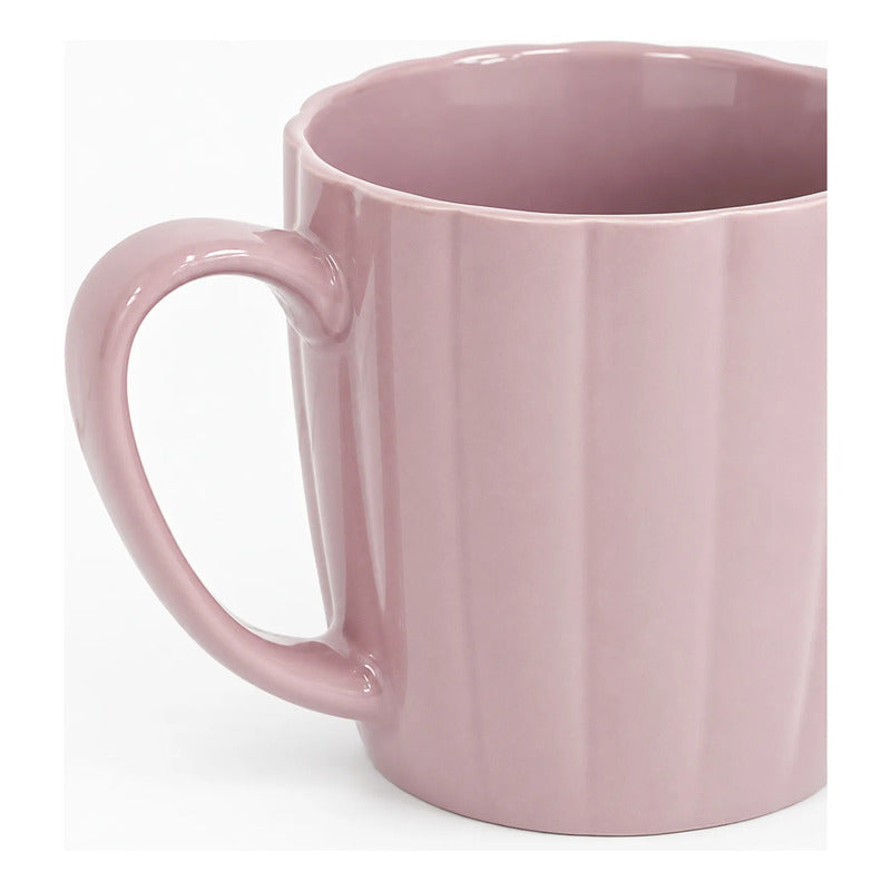 Taza De Cerámica Acanalada 370ml Estilo Nórdico Violeta 1744-98 Acanalada