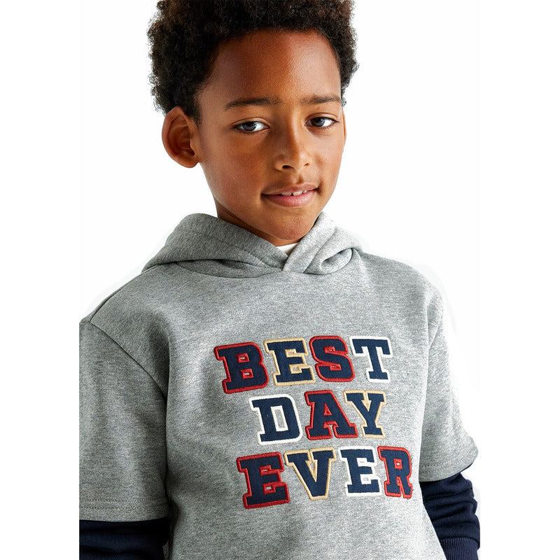 Sudadera Doble Manga Larga Para Niño 7444 Marca Mayoral® 10 Años Gris Oscuro Lisa