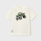 Playera Casual Para Niño Mod.3069 Marca Mayoral® Nata Monster Truck 3 Años Lisa