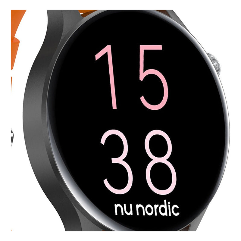 Reloj Smartwatch Hombre Race F1 Nylon Marca Nu Nordic® Negro Liso Naranja