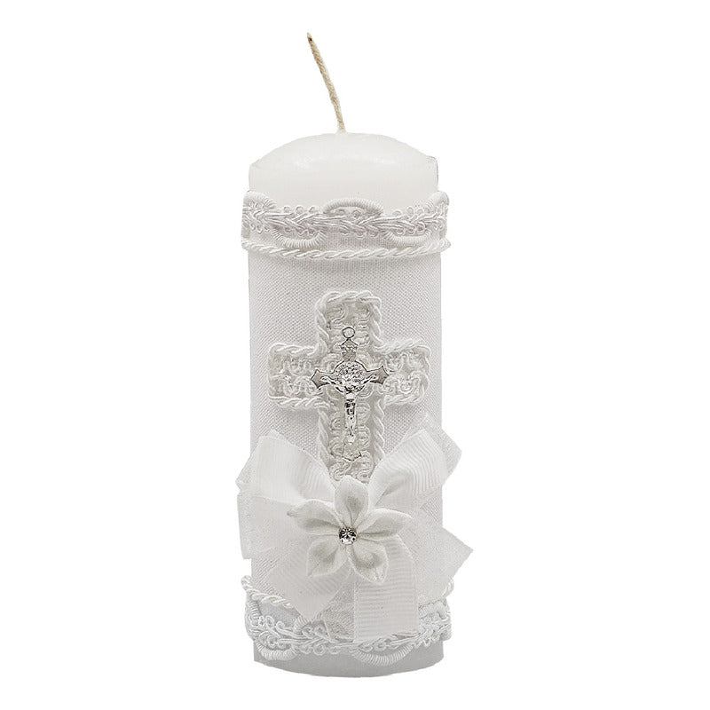 Set Para Bautizo Vela+concha+toalla+caja De Madera