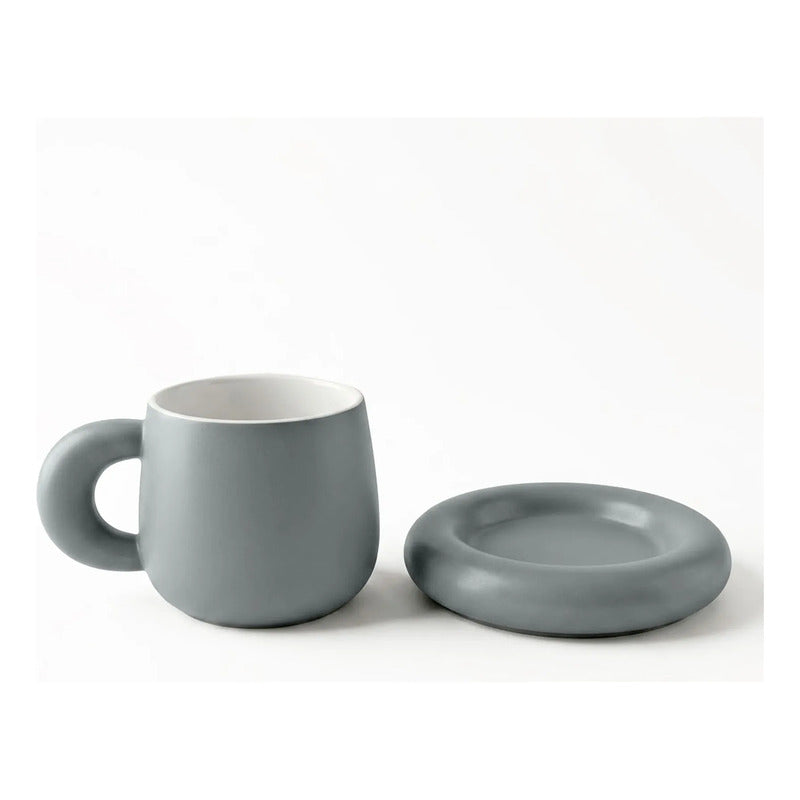 Taza Con Base De Cerámica Mate Mod.1744-84 Top Choice® Azul Acero Liso