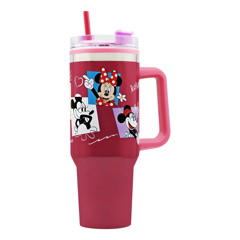 Termo Doble Pared Con Asa Y Popote 1.2 L Diseños Animados