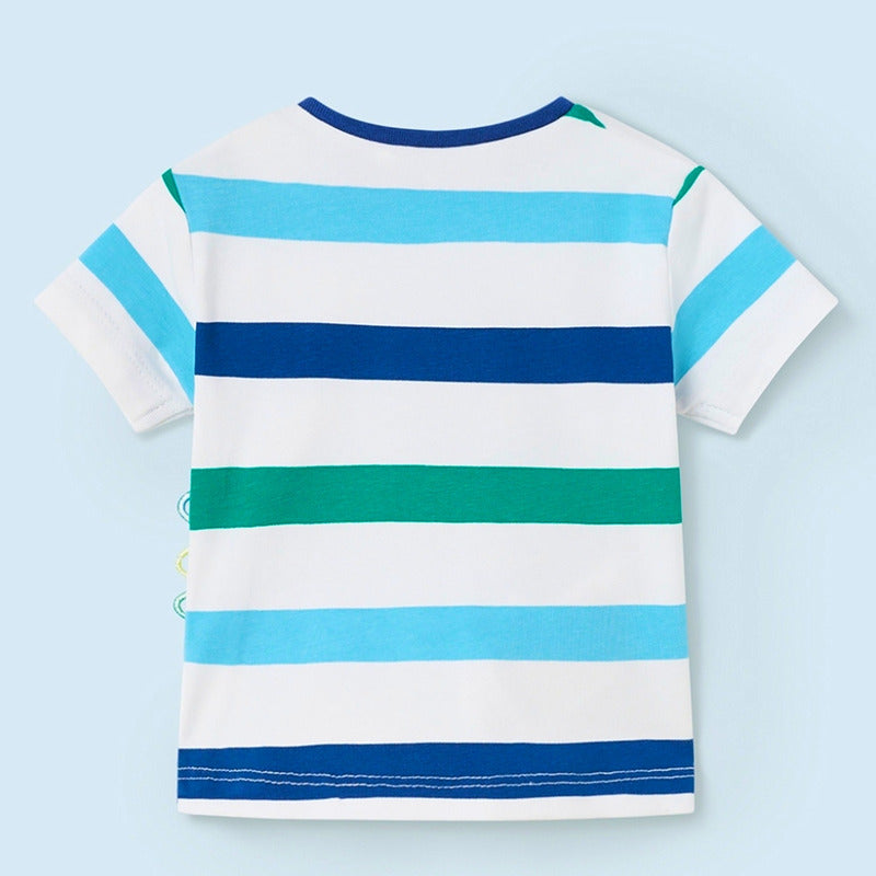 Playera Comoda Para Bebé Mod.1002 Marca Mayoral® Multicolor Dinosaurio 4-6 Meses Lisa