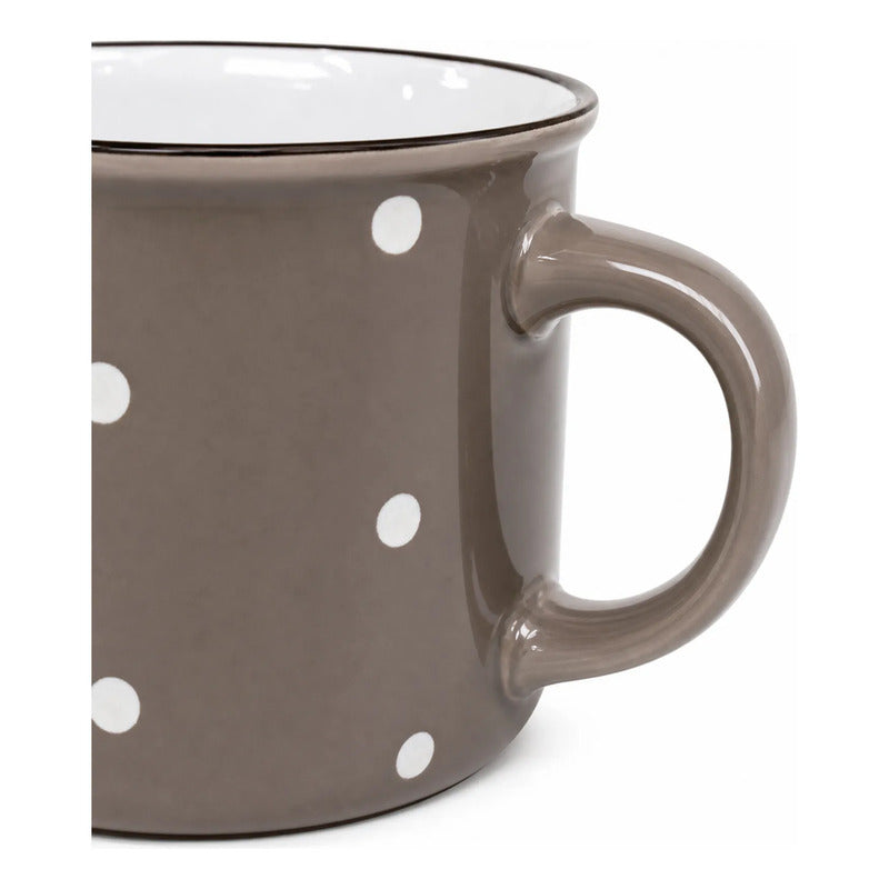 Taza De Ceramica Con Puntos 340ml Mod. 1744-60 Café Grisáceo Puntos