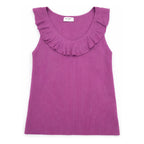 Blusa Sin Mangas Con Olan Para Dama Mod.27335 Marca Stop® Violeta Rayas G