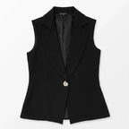 Chaleco Cuello Solapa Para Mujer Mod.4280b Marca Exotica® Negro Lisa G