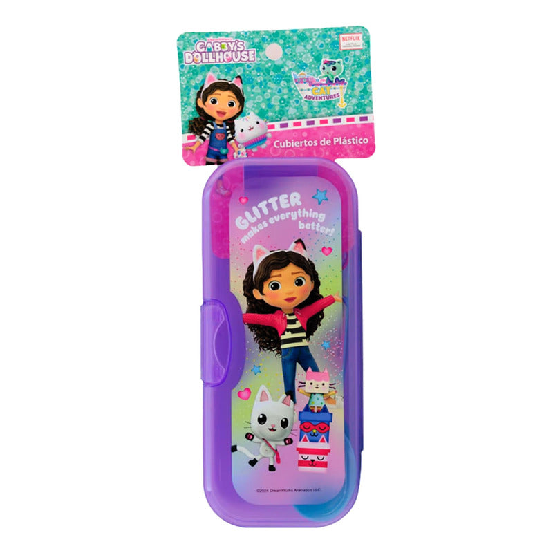 Juego De Cubiertos De Plástico Con Estuche Diseños Infantil