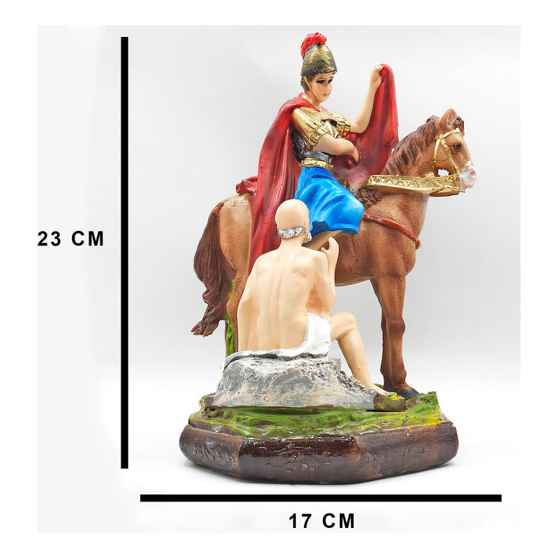Imagen Religiosa De Resina San Martin Caballero 25cm Multicolor