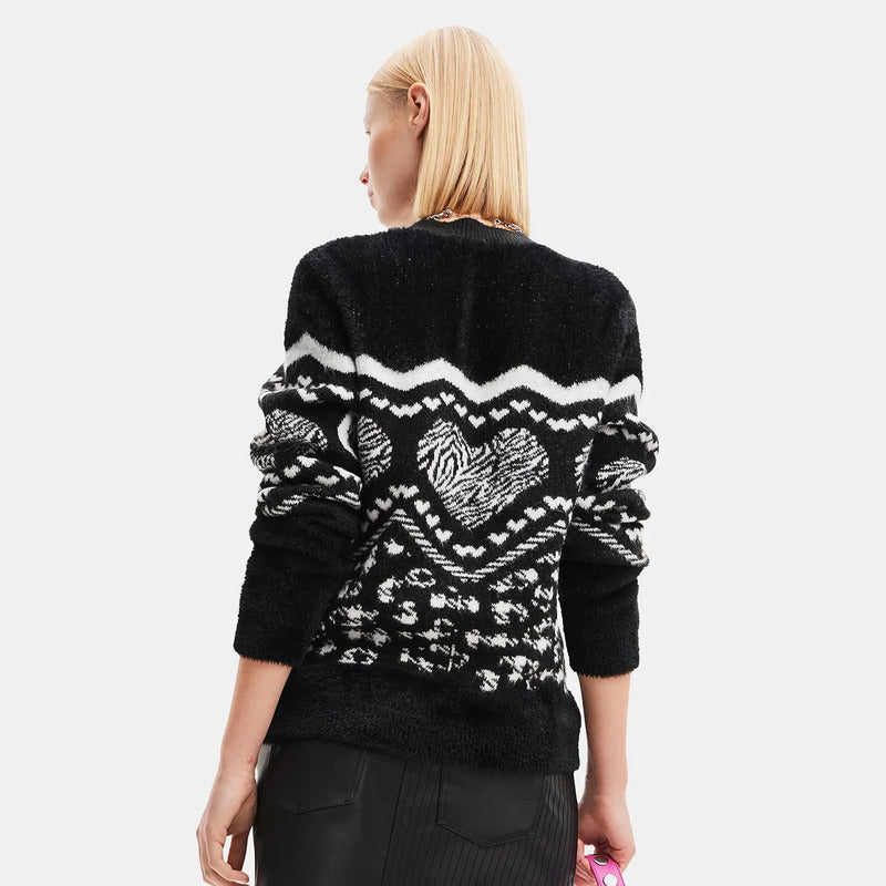 Suéter Casual Para Mujer Estampado Original Marca Desigual® Multicolor 23wwjf56