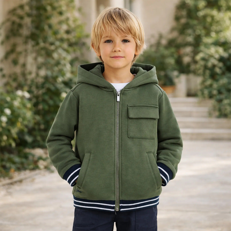 Sudadera Con Cierre Para Niño Mod.4427 Marca Mayoral® 7 Años Verde Olivo Lisa