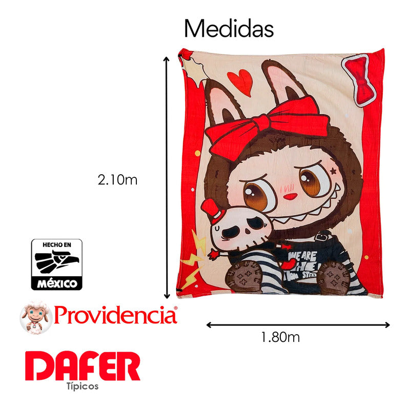 Cobertor Ligero Super Suave Matrimonial Diseños Providencia® Labubú Calaverita 850 G Multicolor