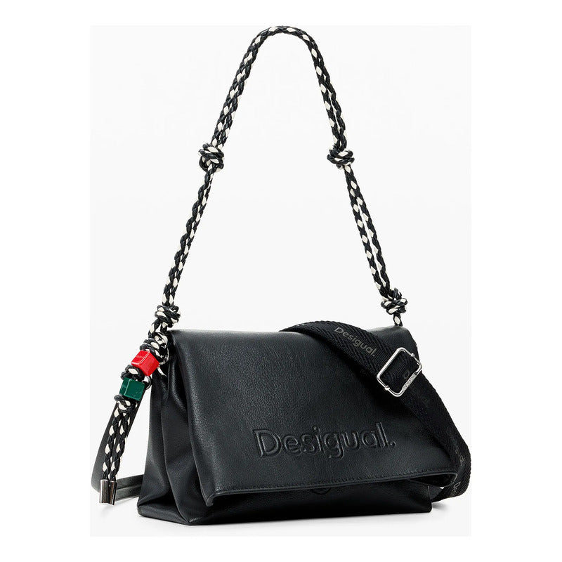 Bolso Mediano Para Mujer Mod. 26saxp61/2000 Desigual® Negro Lisa Níquel Multicolor