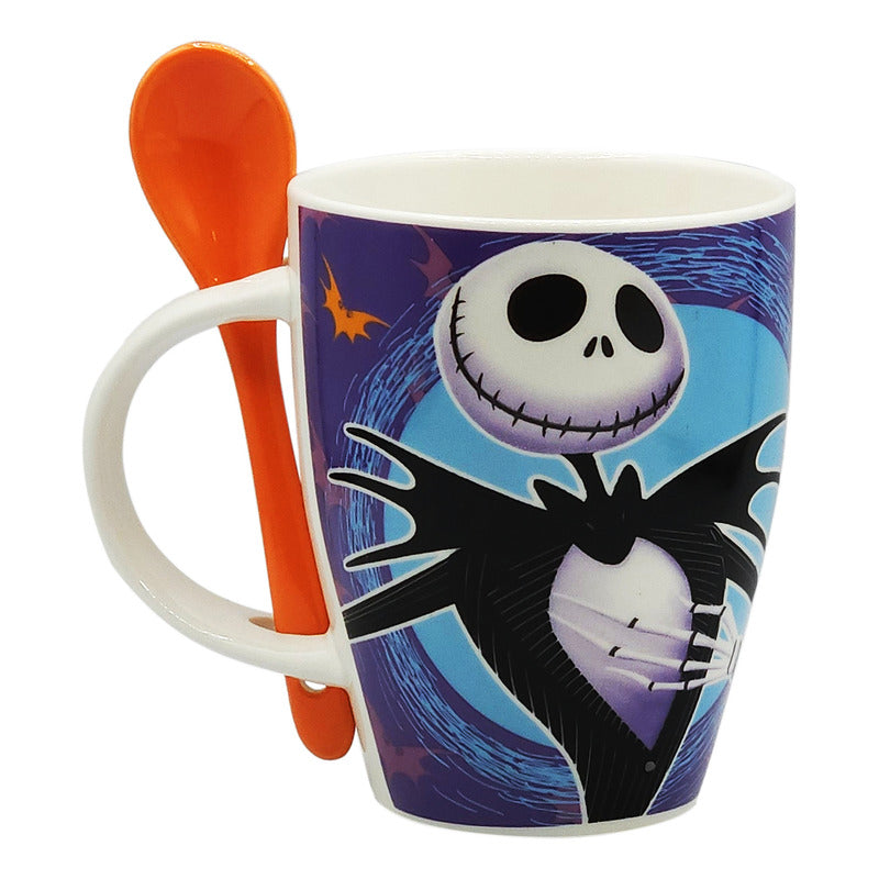 Taza De Porcelana 2pz Con Cuchara Diseño Animado 310ml