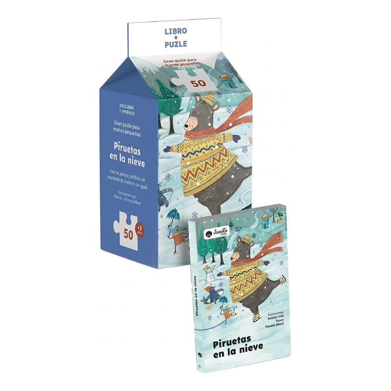Libro + Rompecabezas Infantil 50pz Piruetas En La Nieve