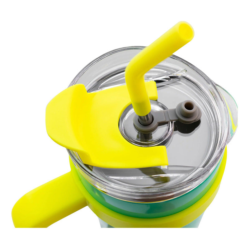 Termo Doble Pared Acero Inoxidable Con Asa/popote 1.2l Nuvó®