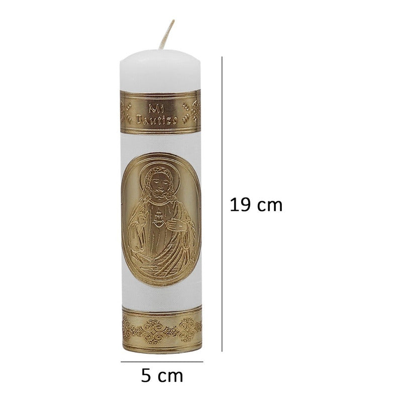 Set Para Bautizo Vela+concha+toalla+caja De Madera