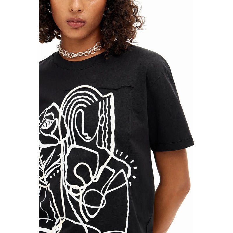 Blusa Casual Para Mujer Con Diseño Artístico Marca Desigual® Multicolor 24swtkb0
