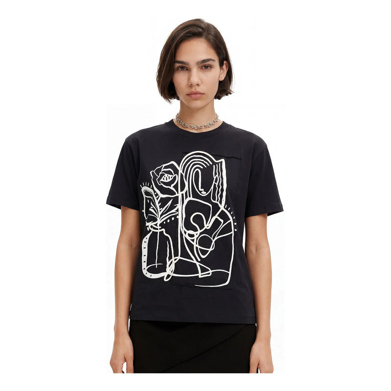 Blusa Casual Para Mujer Con Diseño Artístico Marca Desigual® Multicolor 24swtkb0