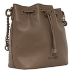 Bolso Bucket Para Mujer Mod. Ji 2816 Marca Jaime Ibiza® Marrón Oscuro Lisa Níquel
