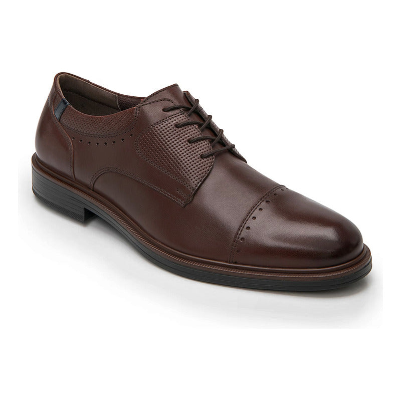 Zapato Derby Semivestir Para Hombre Mod. 400102 Marca Flexi® Marrón Oscuro Lisa 26 Mx