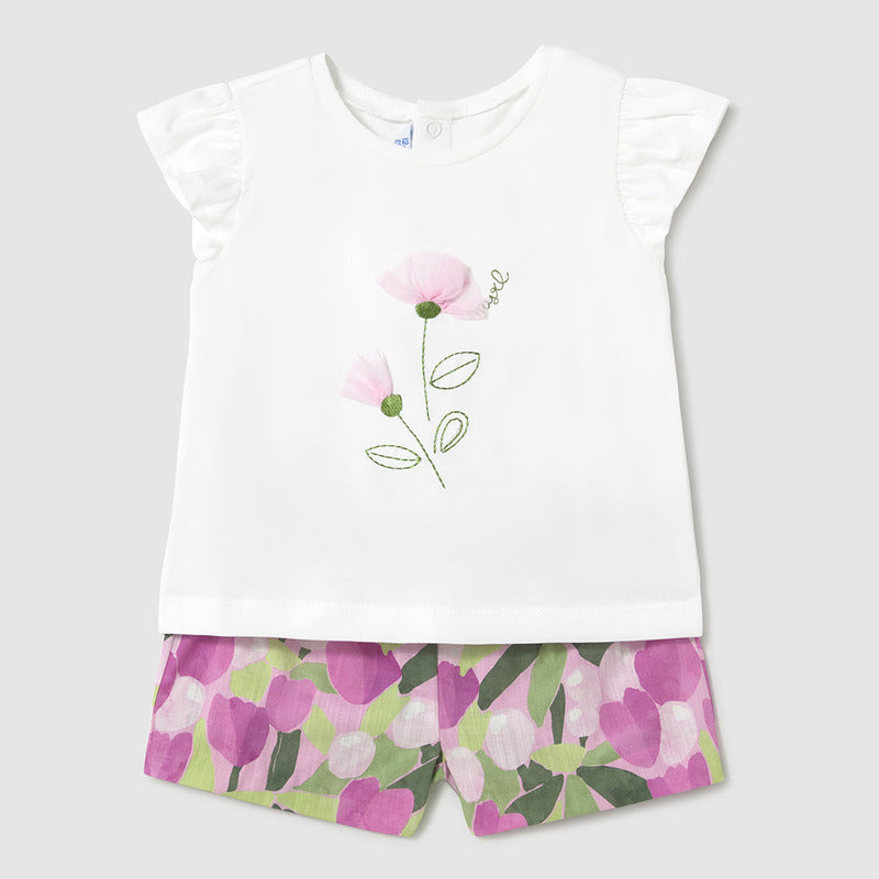 Conjunto De Bebé Blusa+short Mod.1237 Marca Mayoral®