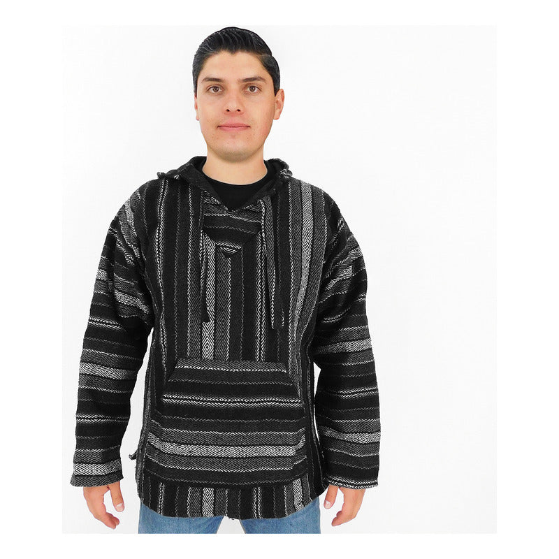 Suéter Poncho Canguro Artesanal Hoodie Acrilico Colores