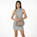 Bolso Crossbody Para Mujer Mod. Ji 2883 Marca Jaime Ibiza® Taupe Lisa Níquel