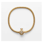 Pulsera Elegante Con Corona Para Mujer Bisutería Fina Dorado 18 Cm