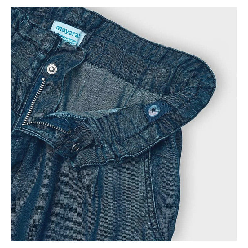 Pantalón De Niña Con Cinturón Mod.3552 Indigo Marca Mayoral® Índigo Liso 2 Años