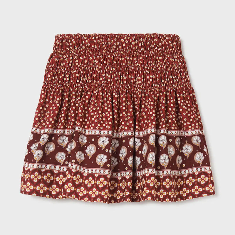 Falda Casual Ligera Par Aniña Mod.7932 Marca Mayoral® Granate Floreado 14 Años