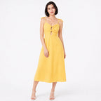 Vestido Largo Casual Para Mujer Mod.80075 Marca Stop® Amarillo Lisa G