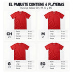 Playera Básica Para Hombre Paquete 4pz Rojo Marca Skannda® Rojo Lisa Paquete Playeras