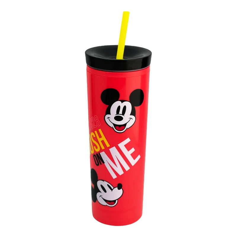Vaso Térmico Doble Pared Con Popote 450ml Diseños Animados Multicolor Mickey 2415-4695