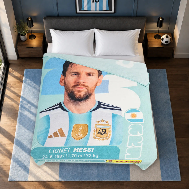 Frazada Ligera Super Suave Matrimonial Futbol Providencia® Equipo 500 G Messi Panini