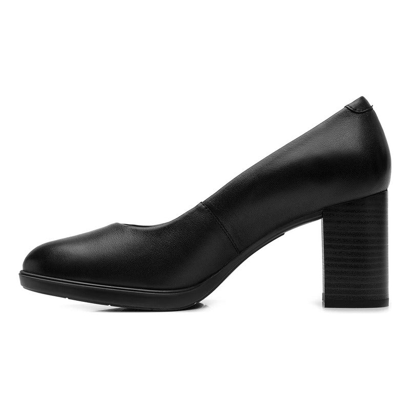 Zapatilla Tacón Medio Para Mujer Mod.133901 Marca Flexi® Negro Liso 25.5 Mx