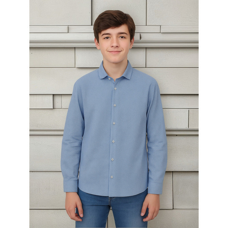 Camisa Casual Para Niño Mod.6142 Marca Mayoral® Azul Claro Puntos 14 Años