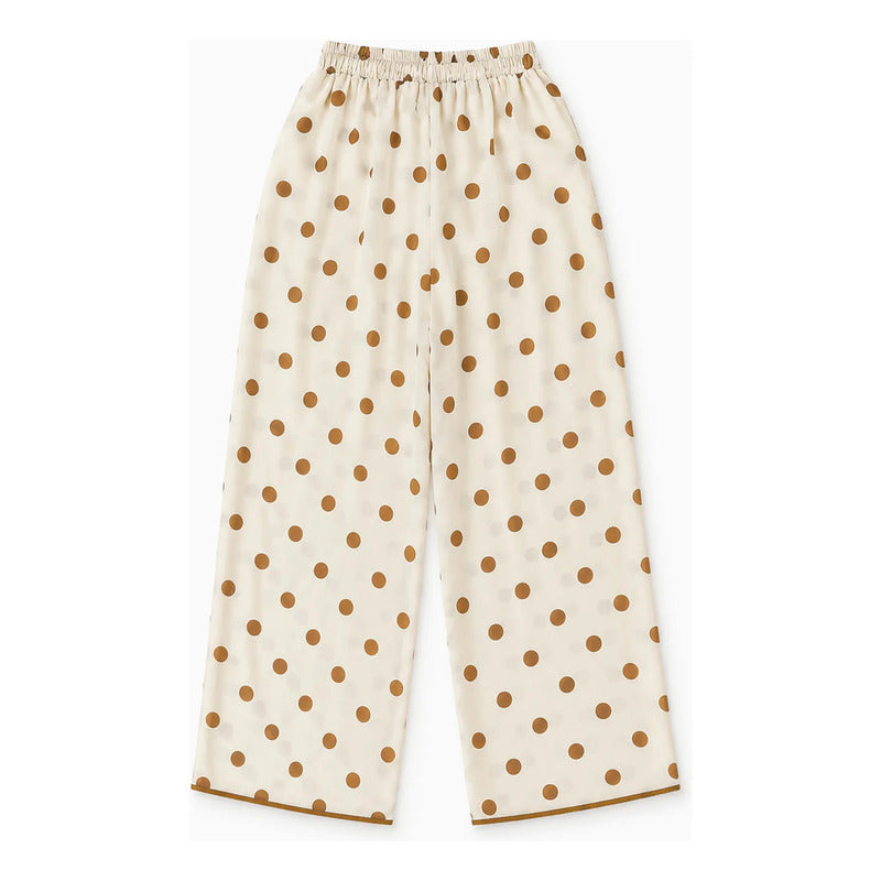 Conjunto Para Mujer Pantalón Palazzo+crop Top Marca Exotica® Beige Lunares M