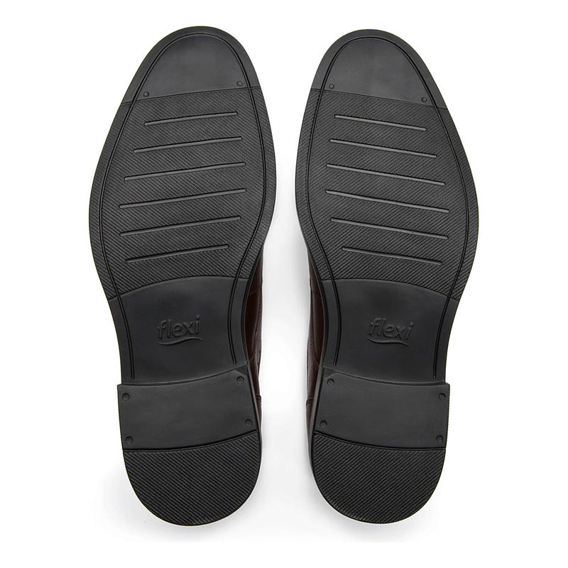 Zapato Derby Semivestir Para Hombre Mod. 400102 Marca Flexi® Marrón Oscuro Lisa 26,5 Mx