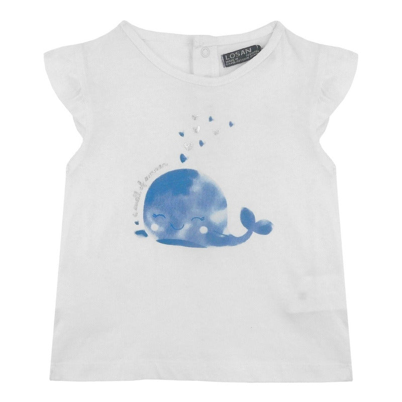 Blusa De Niña Manga Corta Con Estampado Marca Losan®