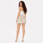 Falda Globo Para Mujer Mod. J856 Mrca Julys® Multicolor Rayas M