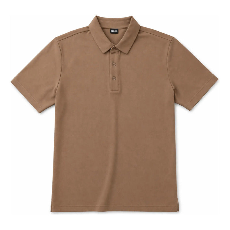 Playera Polo Para Hombre Piqué Stretch Transpirable Bobois® Camello M Cuadriculado